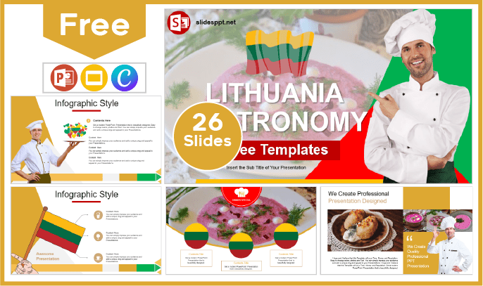 Modèle gratuit de gastronomie lituanienne pour PowerPoint et Google Slides.