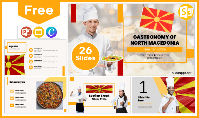 Free North Macedonia Gastronomy Template for PowerPoint and Google Slides.