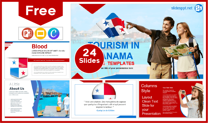 Modelo gratuito de turismo no Panamá para PowerPoint e Google Slides.