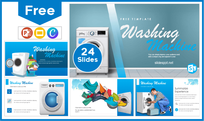 Kostenlose Waschmaschinen-Vorlage für PowerPoint und Google Slides.