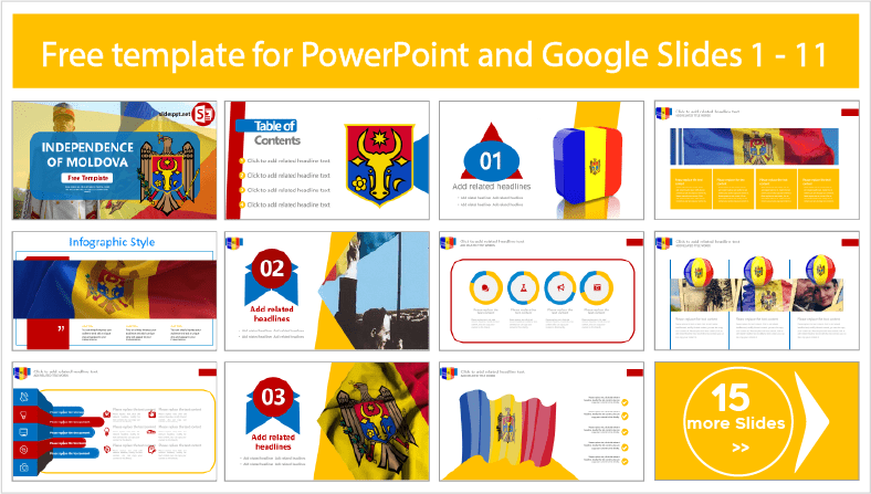 Téléchargez gratuitement les modèles d'indépendance moldave pour les thèmes PowerPoint et Google Slides.