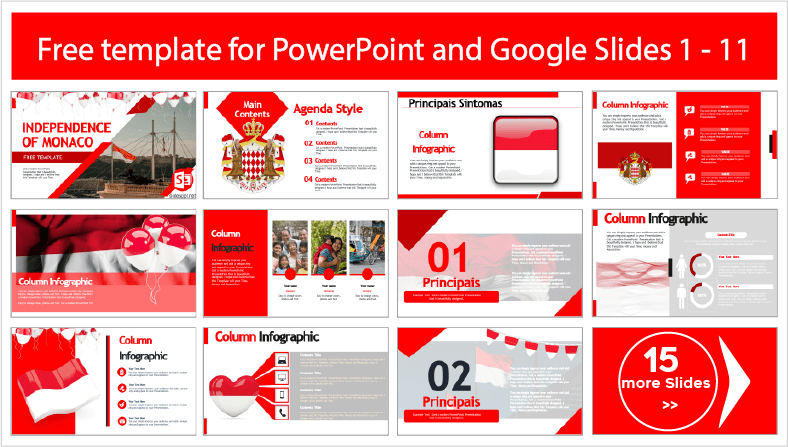 Téléchargez gratuitement les modèles d'indépendance de Monaco pour les thèmes PowerPoint et Google Slides.