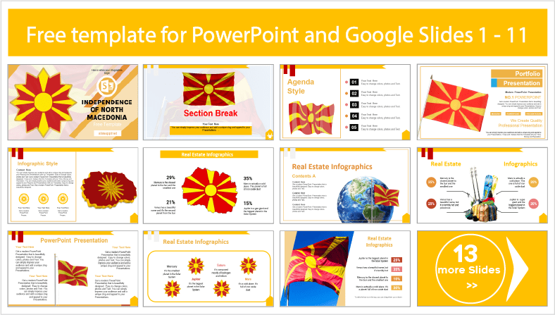 Téléchargez des modèles gratuits pour l'indépendance de la Macédoine du Nord pour les thèmes PowerPoint et Google Slides.