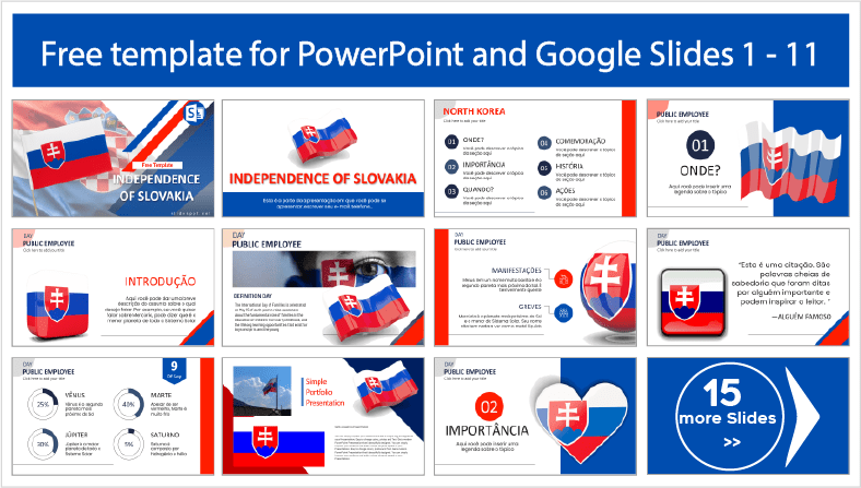 Téléchargez des modèles gratuits pour l'indépendance slovaque pour les thèmes PowerPoint et Google Slides.