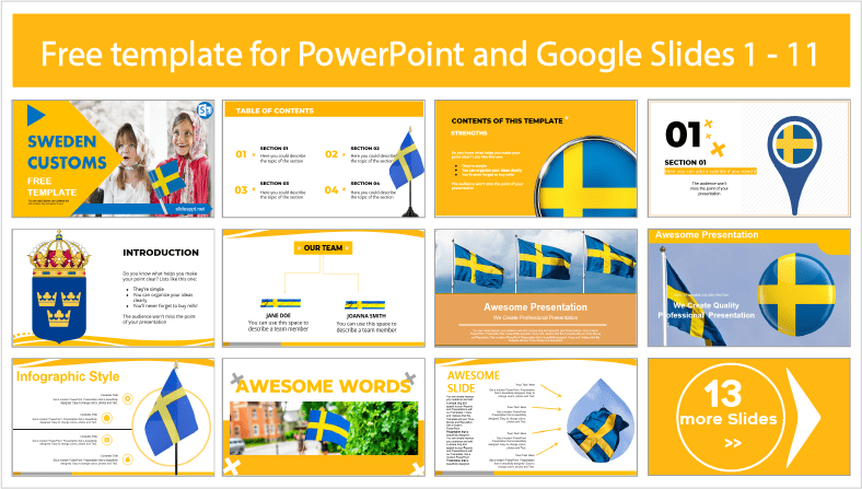 Baixe modelos gratuitos da Alfândega Sueca para temas do PowerPoint e do Google Slides.