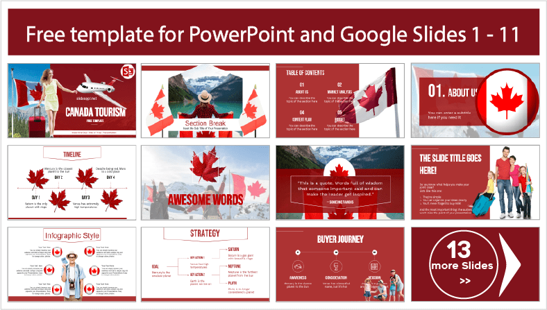 Laden Sie kostenlose Vorlagen zum Thema „Tourismus in Kanada“ für PowerPoint- und Google Slides-Themen herunter.