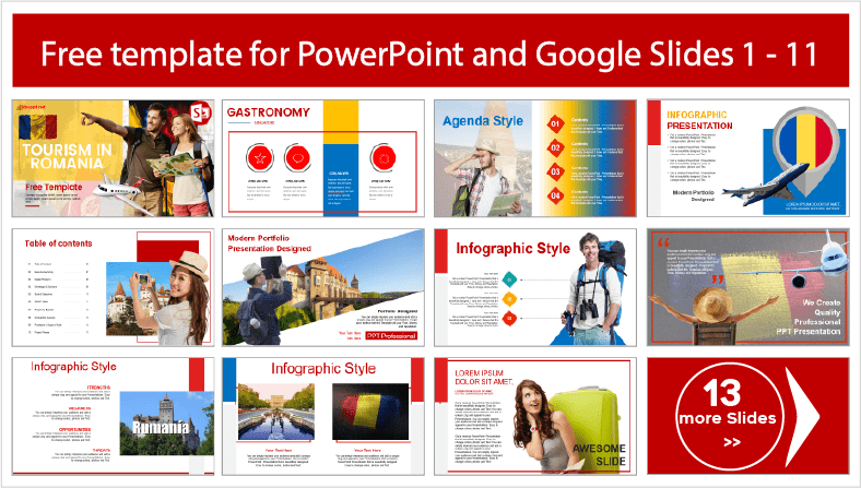 Tourism in Romania template to download for free in PowerPoint and Google Slides themes.