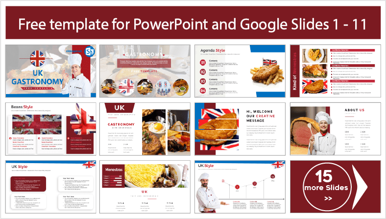 Téléchargez des modèles gratuits de gastronomie britannique pour les thèmes PowerPoint et Google Slides.