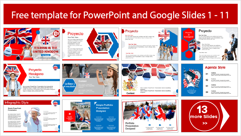 Téléchargez des modèles gratuits de tourisme au Royaume-Uni pour les thèmes PowerPoint et Google Slides.
