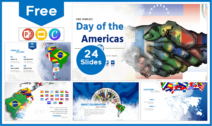 Modelo gratuito do Dia das Américas para PowerPoint e Google Slides.