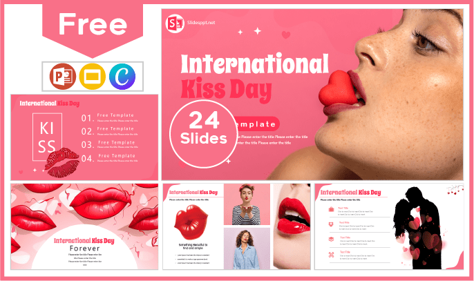 Modelo gratuito do Dia Internacional do Beijo para PowerPoint e Google Slides.