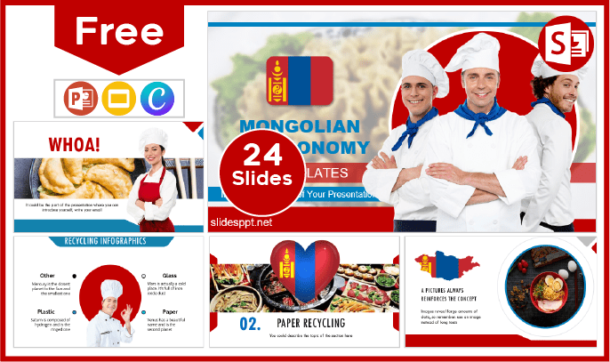Modèle gratuit de gastronomie mongole pour PowerPoint et Google Slides.