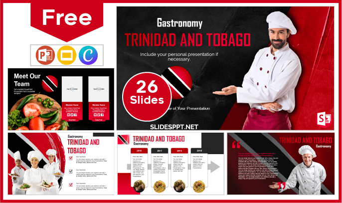 Modelo gratuito de gastronomia de Trinidad e Tobago para PowerPoint e Google Slides.