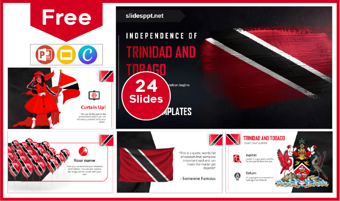 Modelo gratuito de independência de Trinidad e Tobago para PowerPoint e Google Slides.
