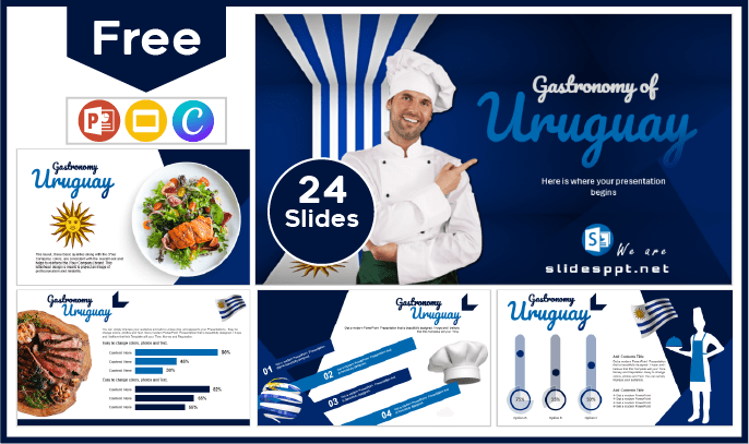 Modelo gratuito de gastronomia do Uruguai para PowerPoint e Google Slides.