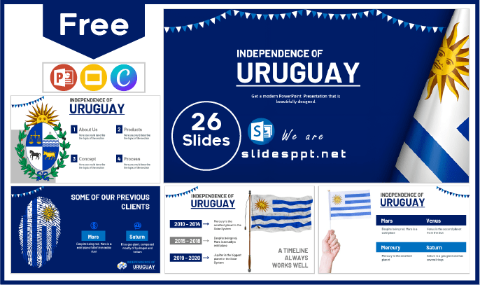 Kostenlose Vorlage zur Unabhängigkeit Uruguays für PowerPoint und Google Slides.