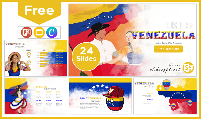 Modelo gratuito de alfândega da Venezuela para PowerPoint e Google Slides.