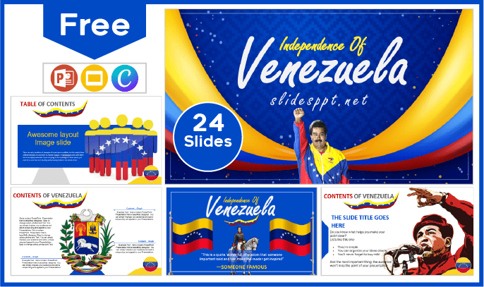 Modelo gratuito de Independência da Venezuela para PowerPoint e Google Slides.