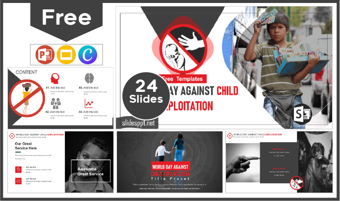 Modèle gratuit de Journée mondiale contre l'exploitation des enfants pour PowerPoint et Google Slides.