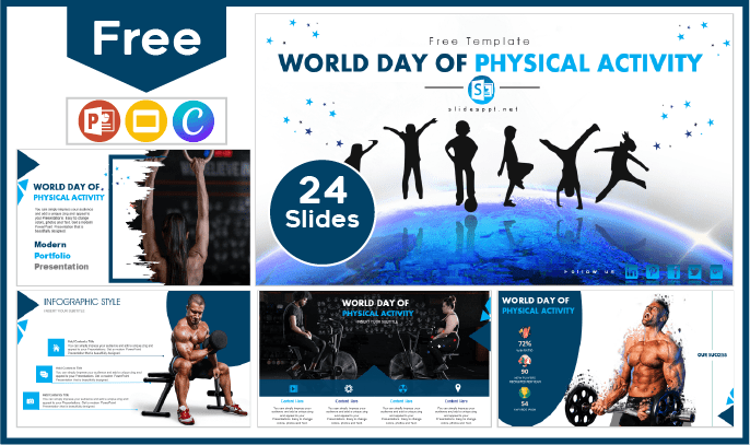 Modelo gratuito de Dia Mundial da Atividade Física para PowerPoint e Google Slides.