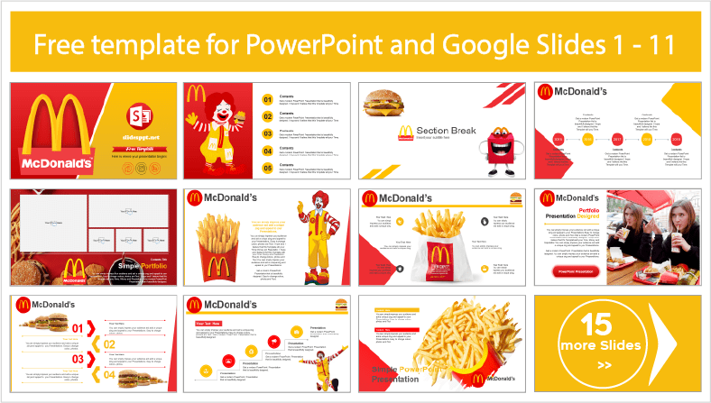Baixe modelos gratuitos de McDonald's para temas do PowerPoint e Google Slides.