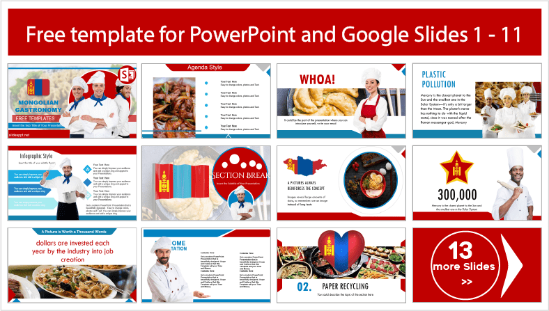 Laden Sie kostenlose mongolische Gastronomievorlage für PowerPoint- und Google Slides-Themen herunter.