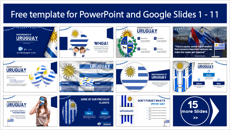Uruguay Independence Template to download for free in PowerPoint and Google Slides themes.