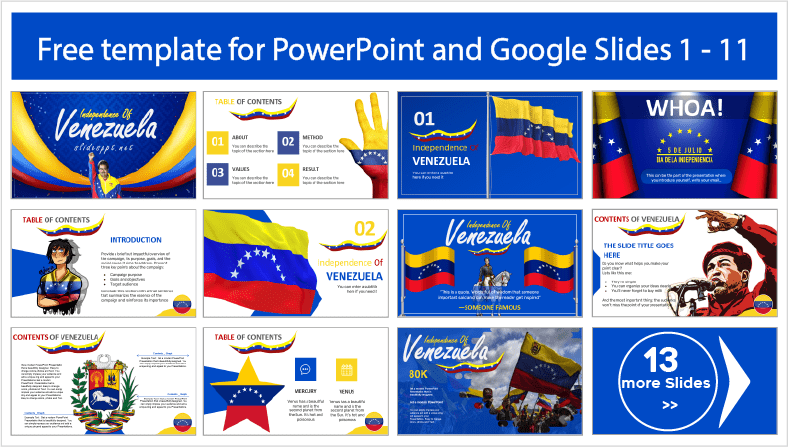 Téléchargez gratuitement les modèles de l'indépendance du Venezuela pour les thèmes PowerPoint et Google Slides.