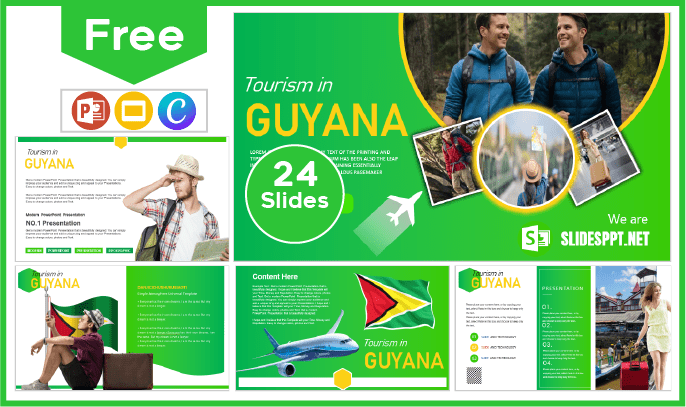 Modèle gratuit de tourisme en Guyane pour PowerPoint et Google Slides.