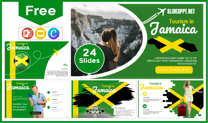 Modèle gratuit de tourisme en Jamaïque pour PowerPoint et Google Slides.