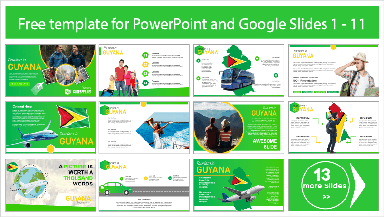 Téléchargez gratuitement des modèles de tourisme en Guyane pour les thèmes PowerPoint et Google Slides.