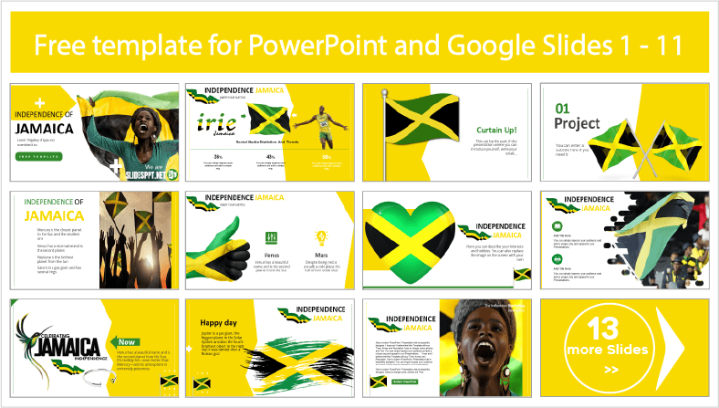 Téléchargez gratuitement des modèles d'indépendance jamaïcaine pour les thèmes PowerPoint et Google Slides.