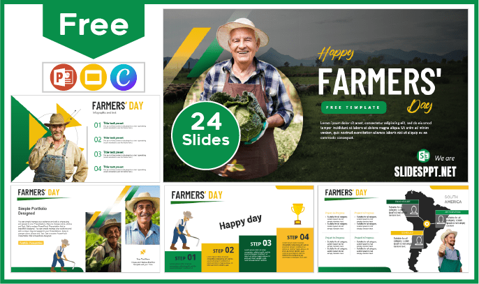Free Farmer's Day template for PowerPoint and Google Slides.
