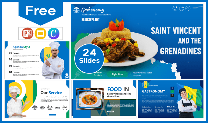 Modelo gratuito de gastronomia de São Vicente e Granadinas para PowerPoint e Google Slides.