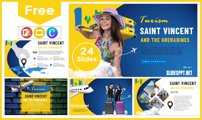 Modelo gratuito de Turismo em São Vicente e Granadinas para PowerPoint e Google Slides.