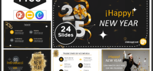Free Happy New Year 2025 Template for PowerPoint and Google Slides.