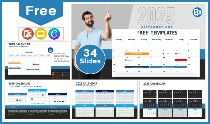 Free 2025 Calendar Template for PowerPoint and Google Slides.