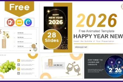 Free Happy New Year 2026 Animated Template for PowerPoint and Google Slides.